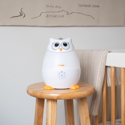 Crane Baby Mini-Adorable Snow Owl Ultrasonic Cool Mist Tower Humidifier 0.5-Gallon, 500 sq. ft., White (EE-8259W)