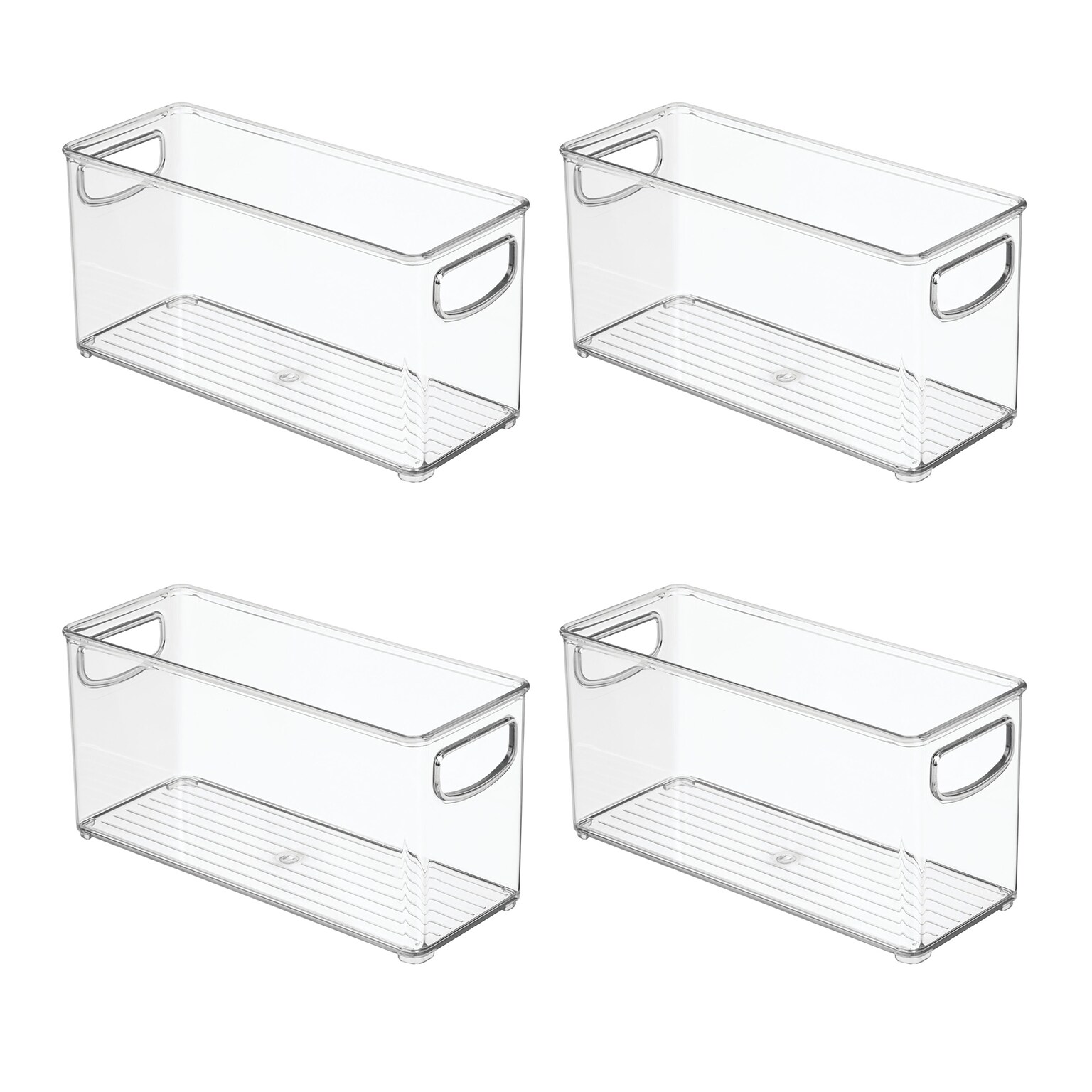 iDESIGN Small Stackable Plastic Storage Bin with Handles, 5 x 4 x 10, Clear, 4/Pack (95586N)