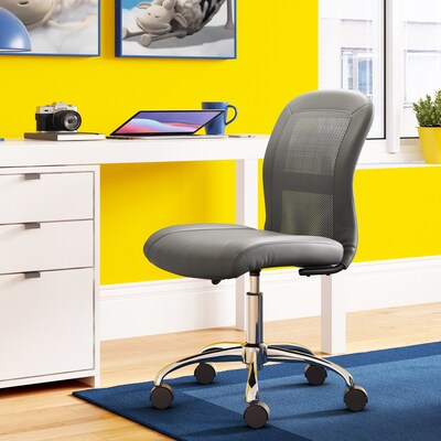 Serta Essentials Armless Ergonomic Bonded Leather/Mesh Swivel Task Chair, Gray (48740A)