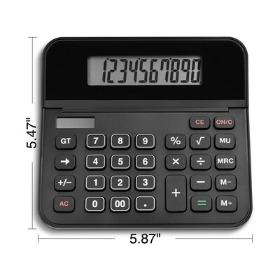 Staples 10-Digit Battery & Solar Basic Calculator, Black (TR250/ST250-CC)