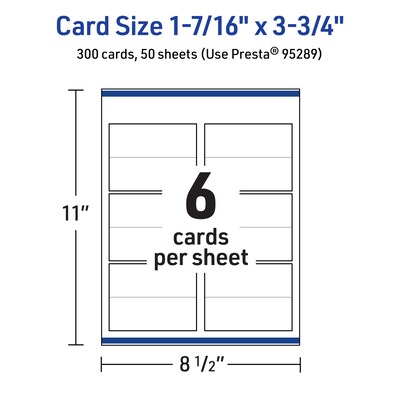Avery Integrated Cards, 1-7/16" x 3.75", Glossy White, 300/Box (95289)