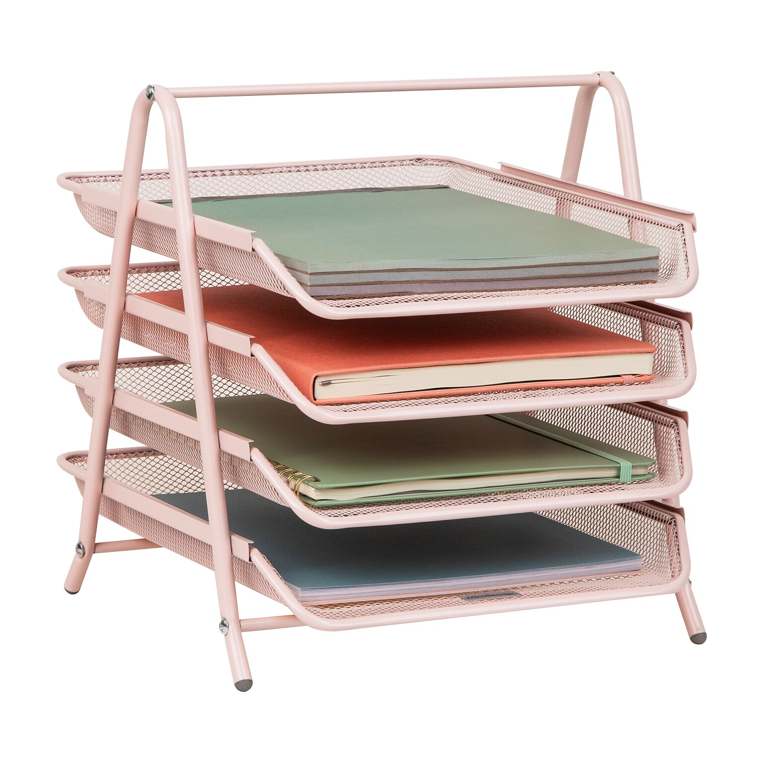 Mind Reader Metal Mesh Front Loading Letter Tray, Letter/Legal Size, Pink (4TPAPER-PNK)