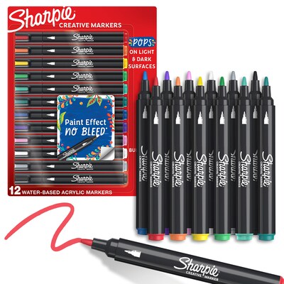Sharpie Water-Based Creative Markers, Bullet Point, Assorted Colors, 12/Pack (2196905)
