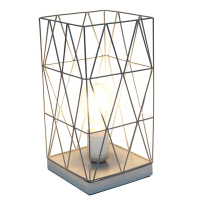 Creekwood Home Geometric Metal Cage 10 LED Table Lamp, Gray (CWT-1003-GY)