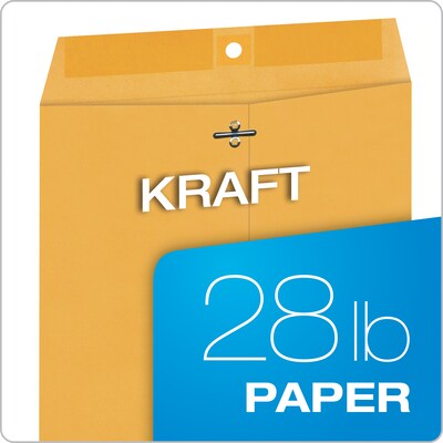 Quality Park Clasp & Moistenable Glue Kraft Catalog Envelopes, 9" x 12", Brown Kraft, 100/Box (QUA37890)