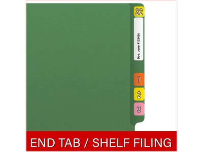 Medical Arts Press Reinforced End Tab File Folder, Straight Cut, Letter-Size, Green, 50/Box (S-01602-GRN)