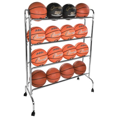 Champion Sports 4 Tier Portable Ball Cart, Silver (CHSBRC4)