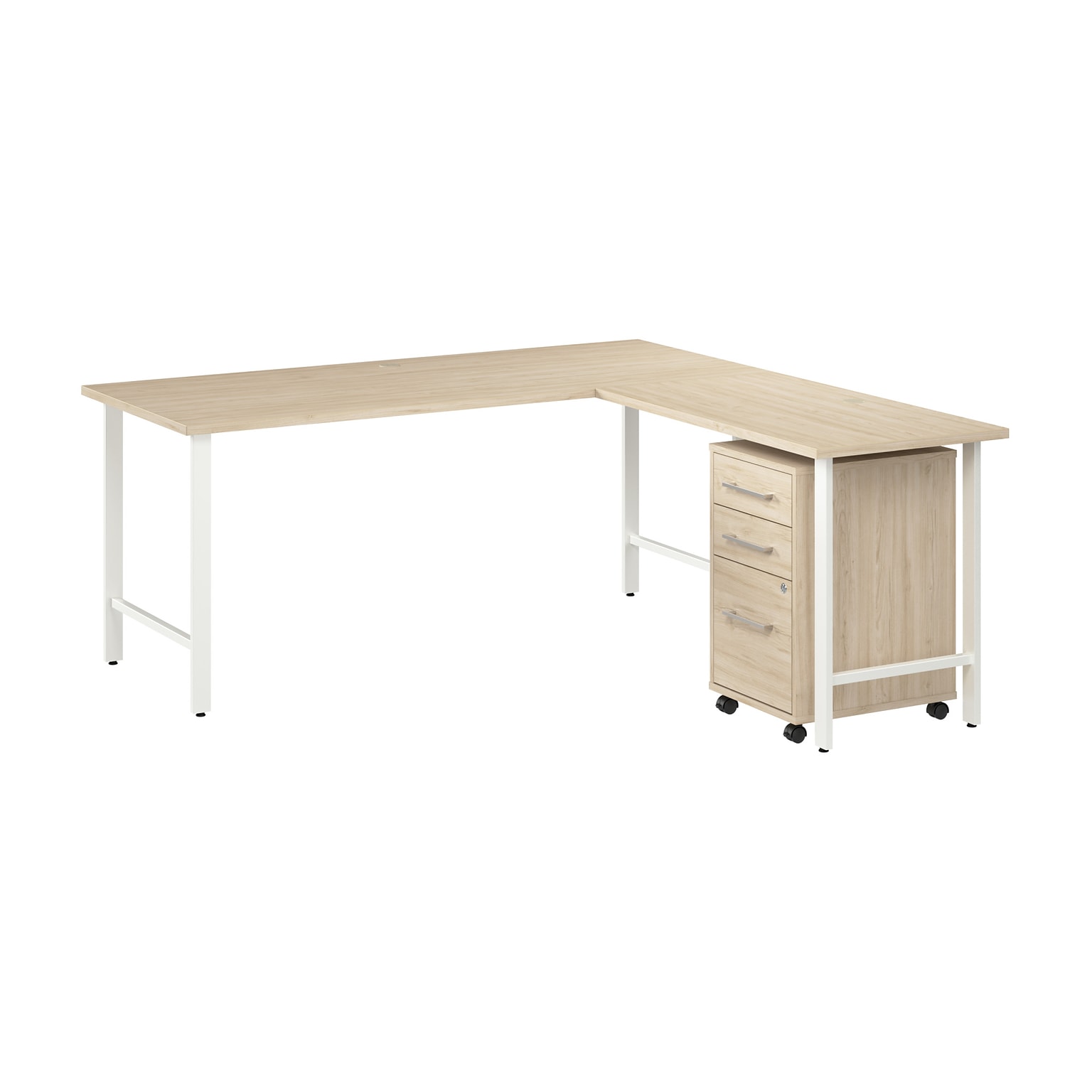 Bush Business Furniture Hustle 72W L Shaped Computer Desk with 3 Drawer Mobile File Cabinet, Natural Elm (HUS013NE)