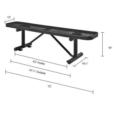 Global Industrial 6' Outdoor Steel Flat Bench, Expanded Metal, Black (277156BK)