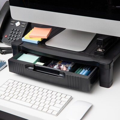 Mind Reader Monitor Stand Riser with Drawer Storage, Black (DRPLMONST-BLK)