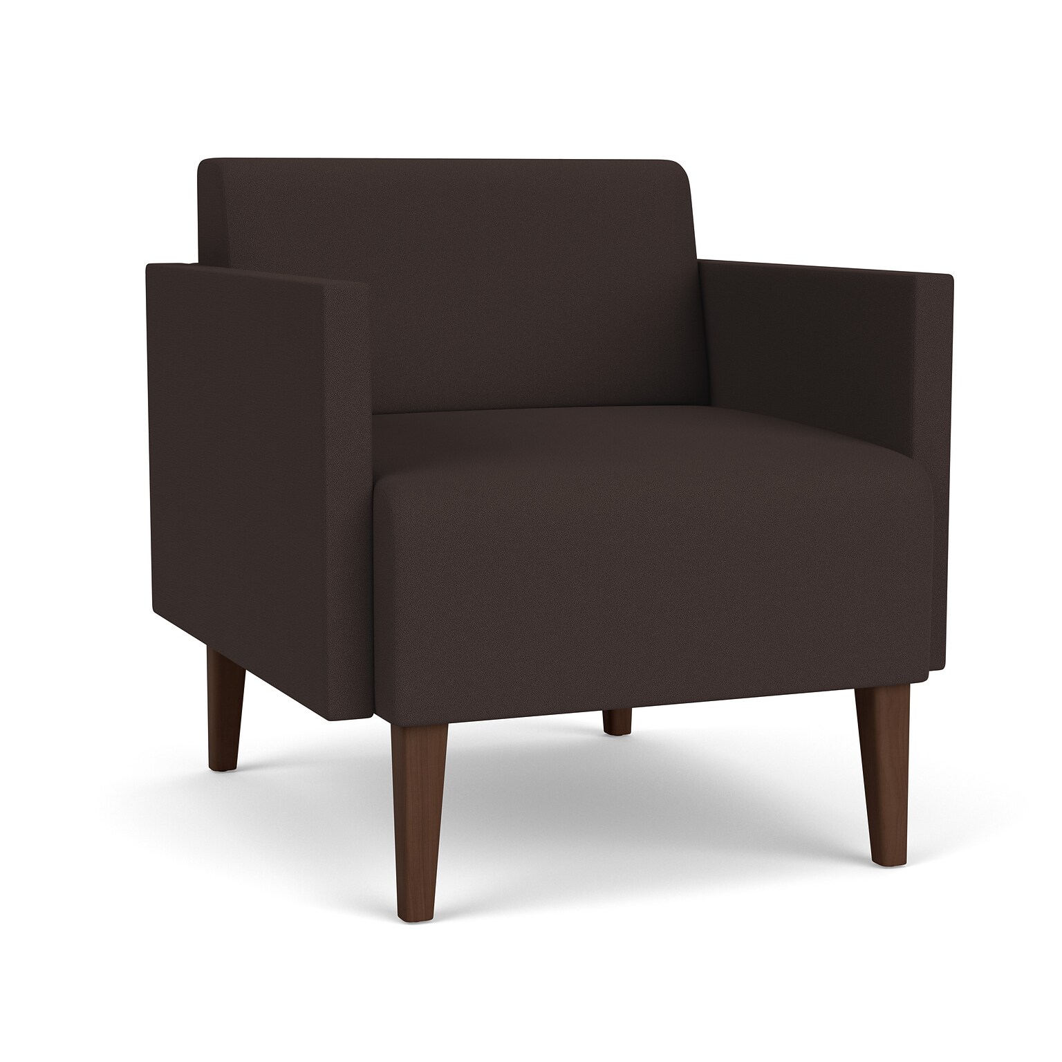 Lesro Luxe Fabric Lounge Chair, Open House Coffee Bean/Riftwood Walnut (LX1101.FRW-01OHCB)