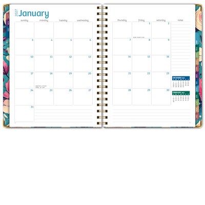2027 Excello Brands 9" x 11" Weekly & Monthly Standard Planner, Paperboard Cover, Teal Floral (FSHN-CY27-8511-17)
