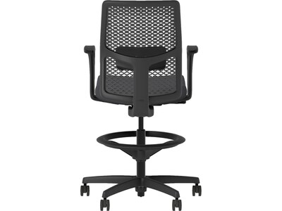 HON Ignition 2.0 ReActiv Back Vinyl Task Stool with Footrest and Lumbar Support, Black (HITSRA.S0.F.H.0S.SX23.BL.SB.T)