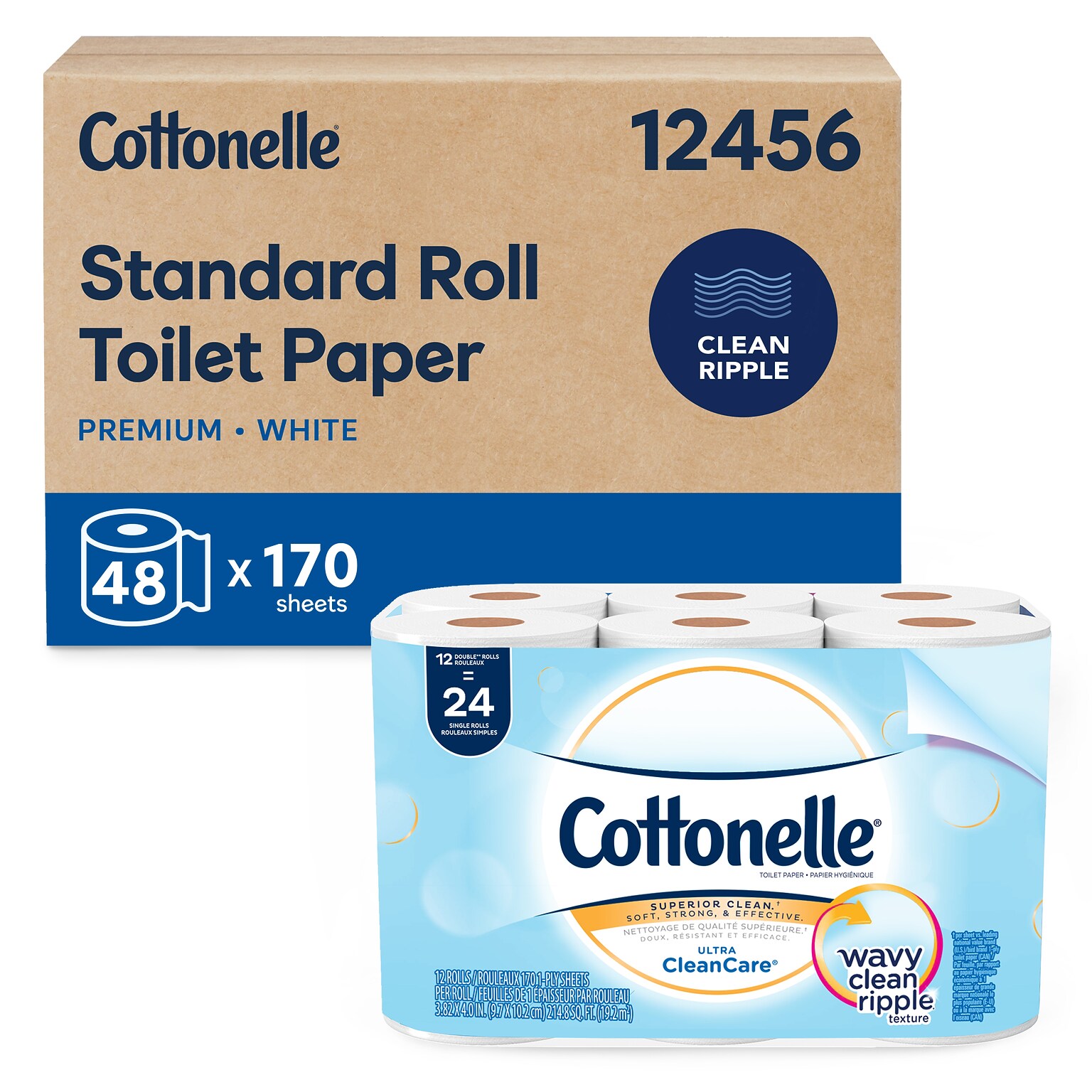 Cottonelle Professional Toilet Paper, 1-ply, White, 170 Sheets/Roll, 48 Rolls/Carton (12456)