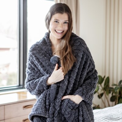 Hello Mello The Coziest Blanket Wrap - Grey