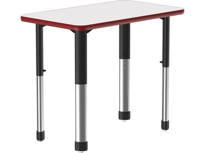 Correll Rectangular Activity Table, 34 x 20, Height-Adjustable, Frosty White/Red (AD3420DE-REC-80)