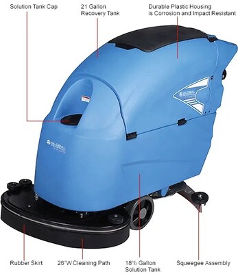 Global Industrial Auto Floor Scrubber w/ Traction Drive, 26" Cleaning Path (641265)