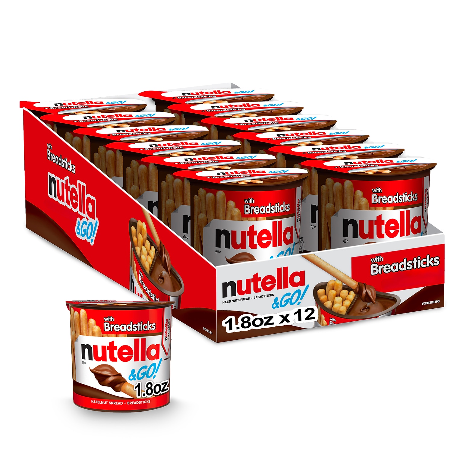 Nutella Chocolate Hazelnut Spread with Breadsticks, 1.8 oz., 12/Box (FEU80314)