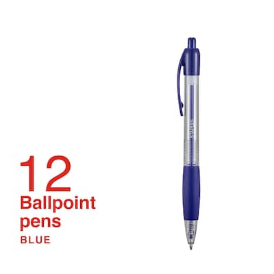 Staples® Retractable Ballpoint Pens, Medium Point, 1.0mm, Blue, 12/Pack (50794)