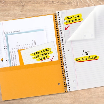 Five Star Wirebound Notebook, 1-Subject Notebook, 8.5" x 11", College Ruled, 100 Sheets, Green (72055)