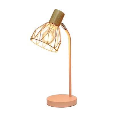 Simple Designs Farmhouse Fusion LED Desk Lamp, 18.19, Light Pink Iron (LD2022-LPK)