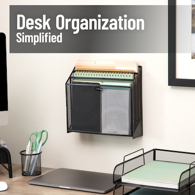 Mind Reader 3-Pocket Metal Mesh Mountable Wall File, Letter Size, Black (WAFIST3-BLK)