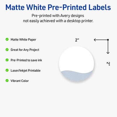 Avery Laser/Inkjet Circle Multipurpose Labels, 2 Dia., White, 120/Pack (S00EV0)