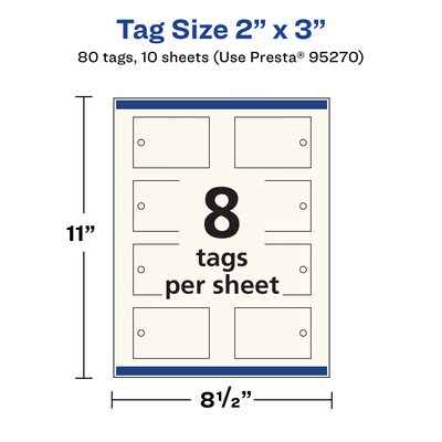 Avery 2" x 3"  Blank Price & Merchandise Tags, Ivory, 80/Carton (95270-MIT10)