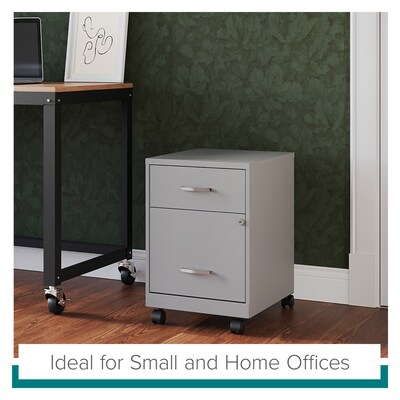 Space Solutions 18" 2-Drawer Mobile Verticle File Cabinet with Accessory Drawer, Letter Width, Arctic Silver (25938)
