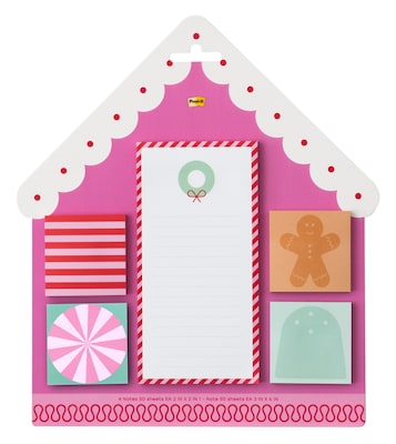 Post-it Jingle Sticky Notes, Assorted Sizes, Holiday Theme, Assorted Colors, 50 Sheets/Pad, 5 Pads/Pack (HOL25-JN-HAUS)