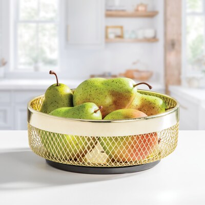 iDESIGN Metal Mesh Lazy Susan Organizer, Soft Brass (25965)