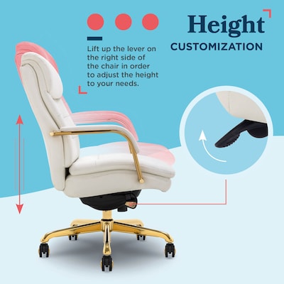 La-Z-Boy Sonata Ergonomic Bonded Leather Swivel Executive Chair, White and Gold (CCHR10014A)