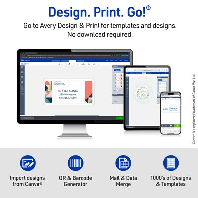 Avery Laser/Inkjet Shipping Labels, 8.5" x 11", Matte White, 250 Labels/Box (95920)