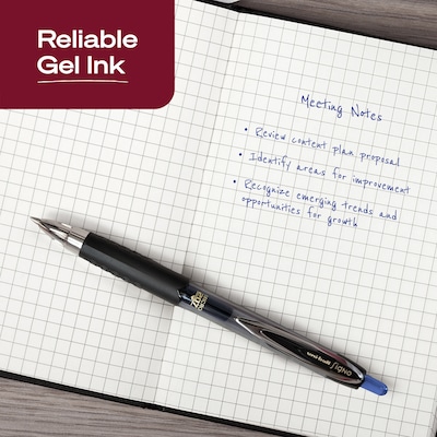 uniball 207 Retractable Gel Pens, Micro Point, 0.5mm, Blue Ink, Dozen (61256)