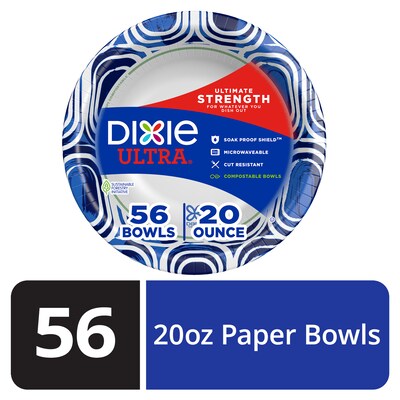 Dixie Ultra Paper Bowl, 20 oz., White, 56 Bowls/Pack (15810)