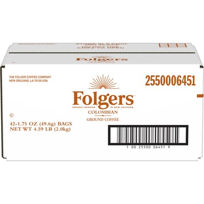 Folgers 100% Colombian Coffee Packet, Medium Dark Roast, 1.75 oz., 42/Carton (PRO20022)