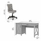 Bush Furniture Key West 54"W Computer Desk with Storage and Mid-Back Tufted Office Chair, Cape Cod Gray (KWS020CG)