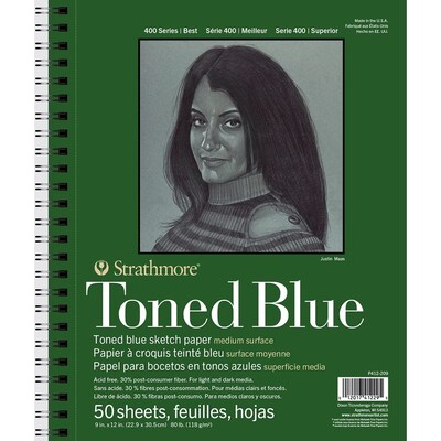 Strathmore 400 Series 9 x 12 Wire Bound Sketch Pad, 50 Sheets/Pad, 2/Bundle (STTP4122096-2)