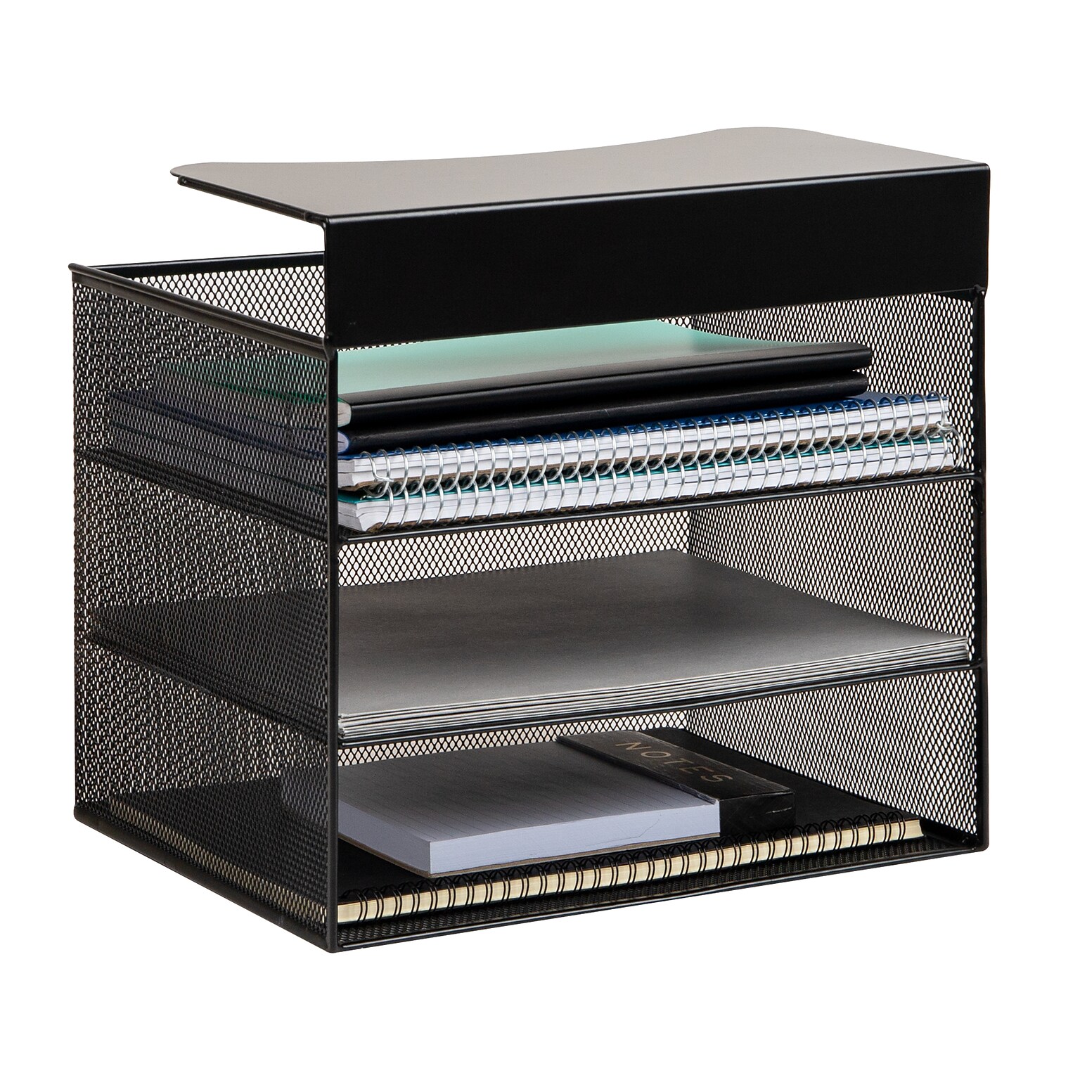 Mind Reader Slide-On Under Desk Metal Front Loading Letter Tray, Letter Size, Black (HUDESK-BLK )