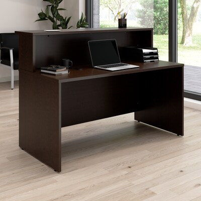 Bush Business Furniture Arrive 60"W Reception Desk with Shelf, Mocha Cherry (ARV001MR)