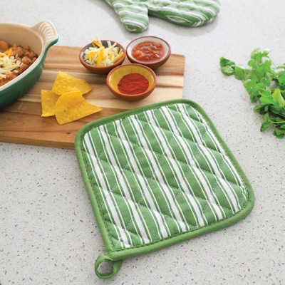 Better Houseware Striped Pot Holder, Green (BTH1683G)