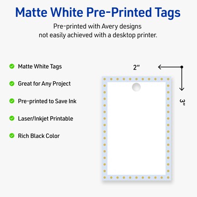 Avery  3 Blank Price & Merchandise Tags, White, 80/Carton (S00-DMM-PRMWT10)