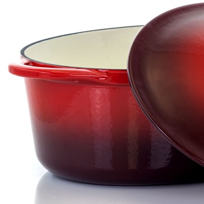 MegaChef Cast Iron 7 Qt. Dutch Oven, Red (937112870M)