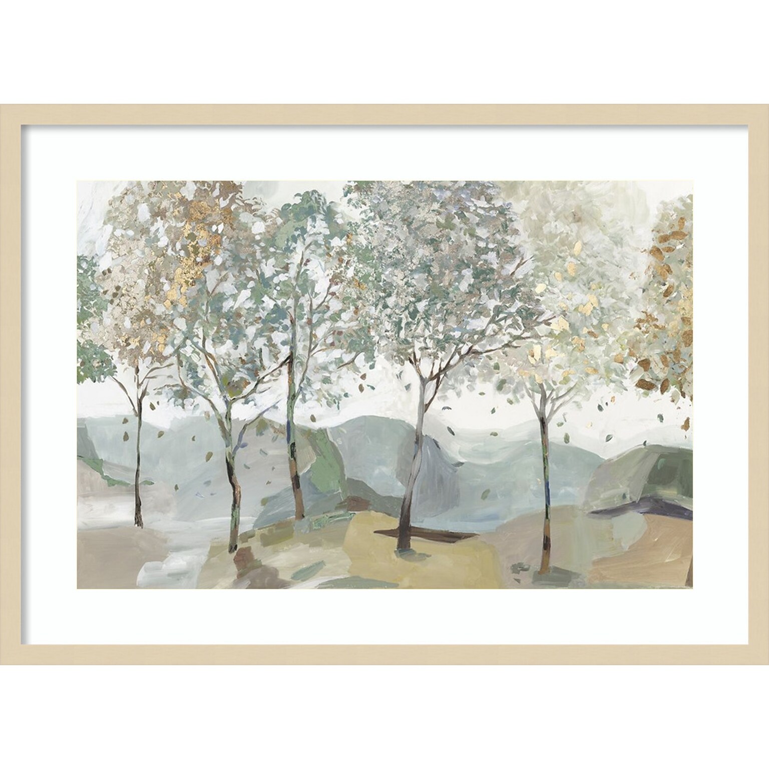 Amanti Art Breezy Landscape Trees I by Allison Pearce Wood Framed Wall Art Print, 33 x 24 (A42675520938)