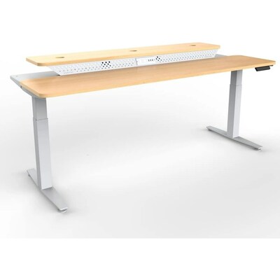 VersaDesk PowerLift Split-Level 72W Electric Rectangular Adjustable Standing Desk, Maple/White (PL2SD7230-WM)