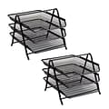 Mind Reader Metal 3-Tier Stackable Paper Desk Tray Organizer, Black, 2/Pack (3TPAP2PK-BLK)