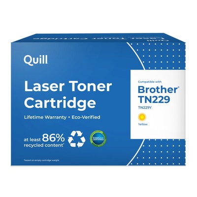 Quill TN229 Remanufactured Yellow Standard Yield Toner Cartridge Replaces Brother TN229Y, Prints up to 1,200 pages (QUL201683P)