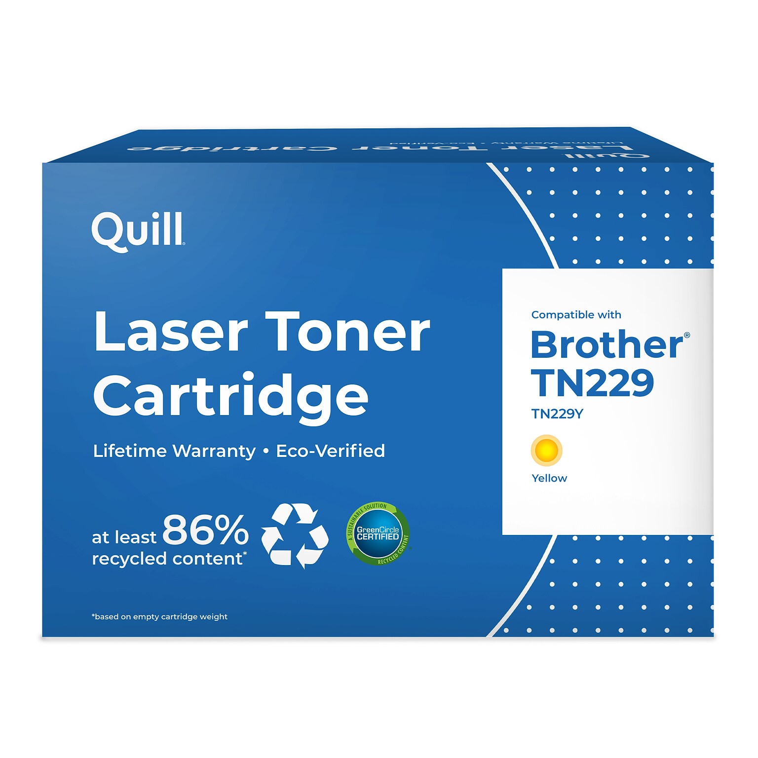 Quill TN229 Remanufactured Yellow Standard Yield Toner Cartridge Replaces Brother TN229Y, Prints up to 1,200 pages (QUL201683P)