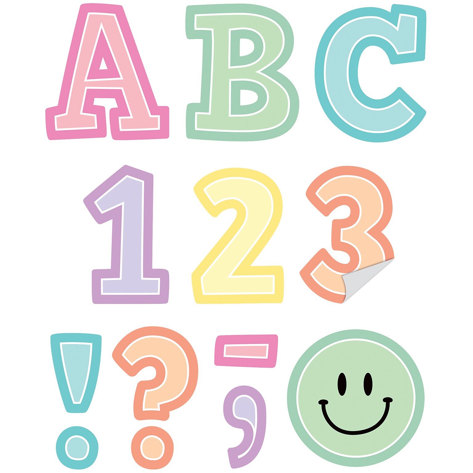 Teacher Created Resources Pastel Pop 2 Self-Adhesive Letters and Numbers, Multicolored, 326/Pack (TCR9649)