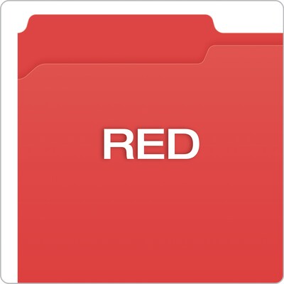 Pendaflex File Folder, 1-Tab, Assorted, Legal Size, Red, 100/Box (R153 1/3 RED)